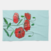 Rode klaprozen keukenhanddoek - kies kleuren (Horizontaal)