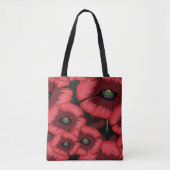 Rode klaprozen kunstpatroon Moderne bloemige Canva Tote Bag (Voorkant)