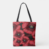 Rode klaprozen kunstpatroon Moderne bloemige Canva Tote Bag (Achterkant)