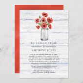 Rode Klaprozen Landelijke Verlengde Gastlijst Mind Aankondiging (Voorkant / Achterkant)