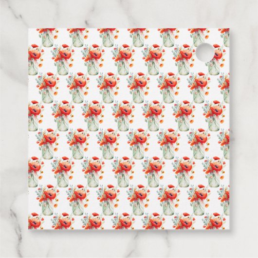 Rode Klaprozen Mason Pot Bruiloftsontvangst Bedankjes Labels (Achterkant)