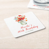 Rode Klaprozen Mason Pot Verjaardag Kartonnen Onderzetters (Schuin)