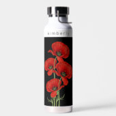 rode klaprozen met bloemnaam waterfles (Links)