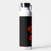 rode klaprozen met bloemnaam waterfles (Voorkant)