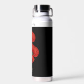 rode klaprozen met bloemnaam waterfles (Achterkant)