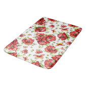 Rode klaprozen met groen gebladerte op witte achte badmat (Gekanteld)