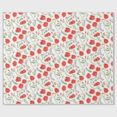 Rode klaprozen moderne bloem bruiloft cadeaupapier (Vlak)