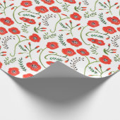 Rode klaprozen moderne bloem bruiloft cadeaupapier (Hoek)