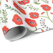 Rode klaprozen moderne bloem bruiloft cadeaupapier (Rol Hoek)