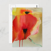 Rode klaprozen Moderne bloemkunst Briefkaart (Voorkant / Achterkant)