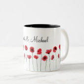Rode klaprozen mok met naam (Voorkant rechts)