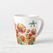  rode klaprozen Monogrammed Floral Poppy Latte Mok (Rechterhoek)