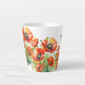 rode klaprozen Monogrammed Floral Poppy Latte Mok (Voorkant)