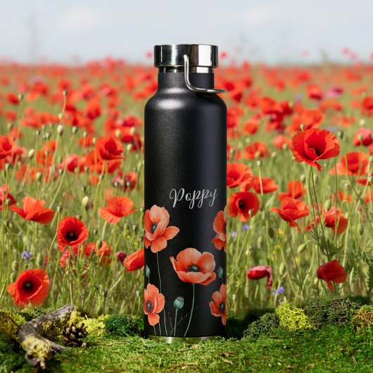 Rode Klaprozen Naam Bloemige Thermos Waterfles