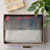 Rode klaprozen naast een donkere meer decoupage tissuepapier (Geschenk)