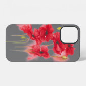 rode klaprozen op grijs iPhone hoesje (Achterkant horizontaal)