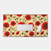 Rode klaprozen patroon bureaumat (Keyboard & Muis)