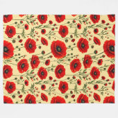 Rode klaprozen patroon fleece deken (Voorkant (Horizontaal))