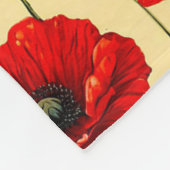 Rode klaprozen patroon fleece deken (Hoek)