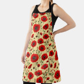 Rode klaprozen patroon schort (Insitu)