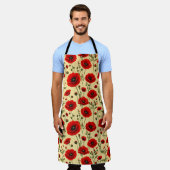 Rode klaprozen patroon schort (Gedragen)