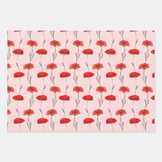 Rode klaprozen strepen met pastelgroen en roze inpakpapier vel (Voorkant 2)