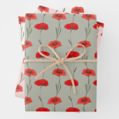 Rode klaprozen strepen met pastelgroen en roze inpakpapier vel (In situ)