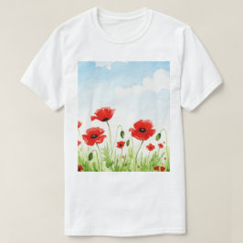 Rode klaprozen t-shirt