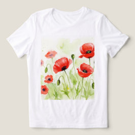 Rode klaprozen Tri-Blend shirt