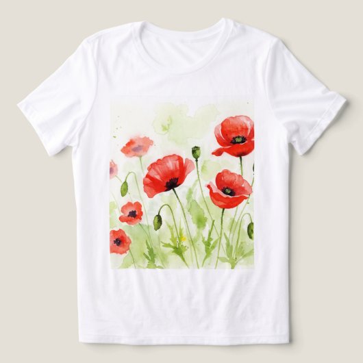 Rode klaprozen Tri-Blend shirt (Design voorkant)