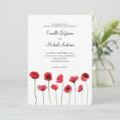Rode klaprozen trouwkaart kaart (Staand voorkant)