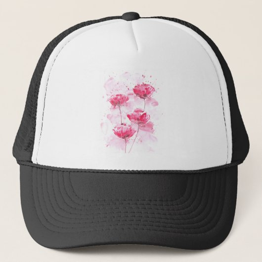 Rode klaprozen trucker pet (Voorkant)