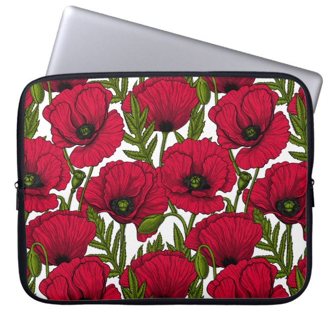 Rode klaprozen tuin 2 laptop sleeve (Voorkant)