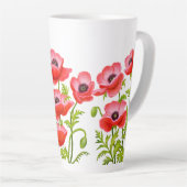 Rode klaprozen tuin bloemen latte mok (Rechterhoek)