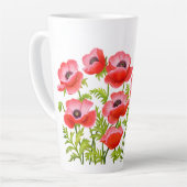 Rode klaprozen tuin bloemen latte mok (Linkerhoek)