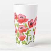 Rode klaprozen tuin bloemen latte mok (Voorkant)