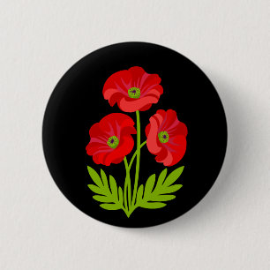 Rode klaprozen voor Wapenstilstandsdag Ronde Button 5,7 Cm