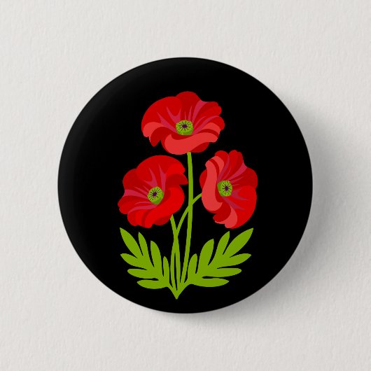 Rode klaprozen voor Wapenstilstandsdag Ronde Button 5,7 Cm (Voorkant)