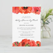 Rode klaprozen waterverf Baby shower per post Kaart (Staand voorkant)