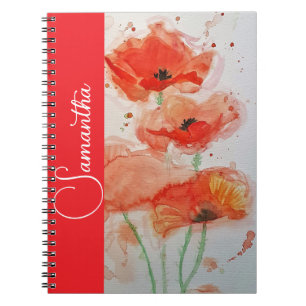 Rode Klaprozen Waterverf Bloemen Meisjesnaam Bloem Notitieboek