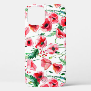 Rode klaprozen: waterverf bloemillustratie Case-Mate iPhone case