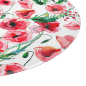 Rode klaprozen: waterverf bloemillustratie snijplank (Hoek)