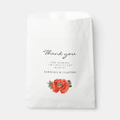 Rode klaprozen waterverf bruiloft bedankzakje (Voorkant)