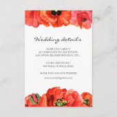 Rode klaprozen waterverf bruiloft details kaart (Voorkant)