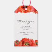 Rode klaprozen waterverf bruiloft gunst cadeaulabel (Voorkant)