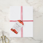 Rode klaprozen waterverf bruiloft gunst cadeaulabel (Met Touw)