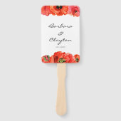 Rode klaprozen waterverf bruiloft programma handwaaier (Voorkant)