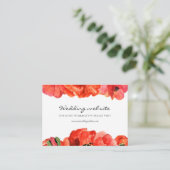Rode klaprozen waterverf bruiloft website kaart (Staand voorkant)