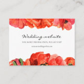 Rode klaprozen waterverf bruiloft website kaart (Voorkant)