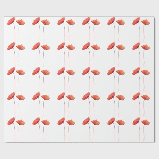 Rode klaprozen Waterverf klaproos Waterverf Bloeme Cadeaupapier (Vlak)